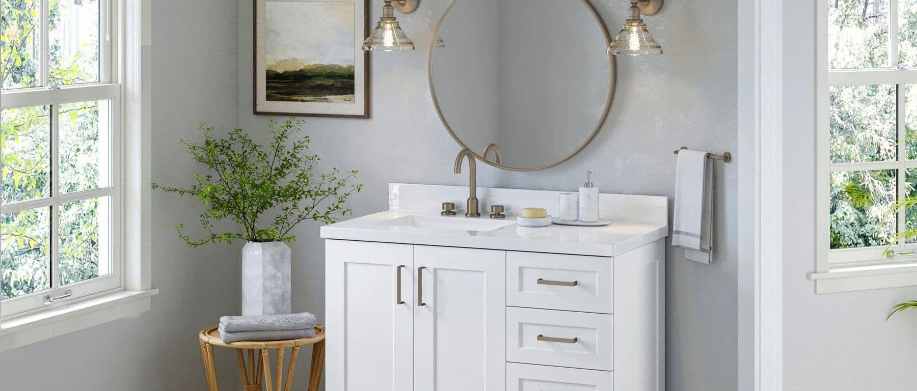 white marble vanity